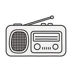 Fototapeta premium flat black and white of a portable radio for beach