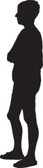 vector,silhouette side view of adult woman standing looking  at camera and arms crossed