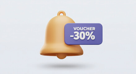 Bell notification for discount voucher offering thirty percent off purchases
