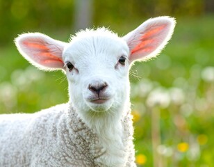 Fototapeta premium Adorable lamb in a field