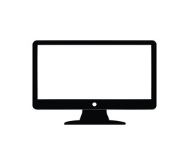 A simple computer monitor display featuring a blank white screen surface, A computer monitor silhouette vector illustration