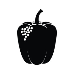 Black silhouette of bell pepper with circle pattern for decoration or food, Bell pepper silhouette vector illustration