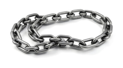 Obraz premium Metal chain lying on white background forming oval shape