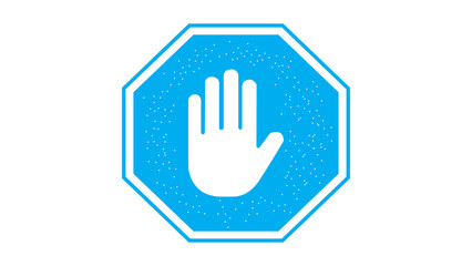 Obraz premium Stop work authority icon, stop hand icon over blue polygon transparent background