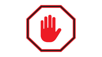 Stop work authority icon, stop hand icon over white polygon transparent background