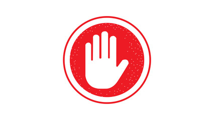 Fototapeta premium Stop work authority icon, stop hand icon over red ellipse transparent background.