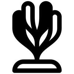Obraz premium Algae. Outlined stroke vector icon with black-filled details.