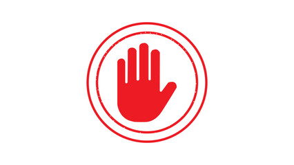 Stop work authority icon, stop hand icon over white ellipse white background