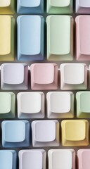 Fototapeta premium Pastel keyboard keys, close-up view, colorful, background design