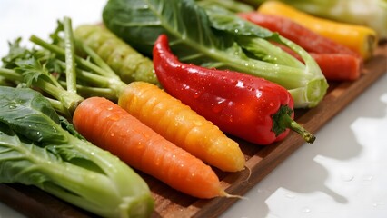 Freshly Washed Vegetables on a Cutting Board