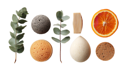 Natural elements and organic textures arranged for spa and wellness.