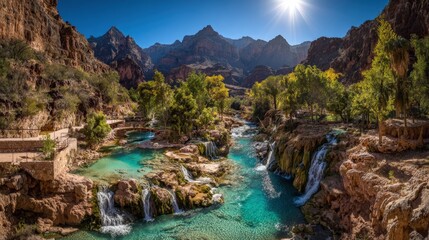 Turquoise Waterfalls In Canyon National Park
