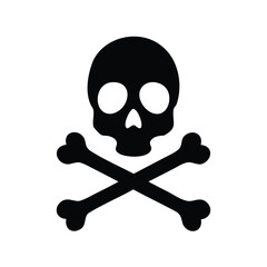 Pirate Skull and Crossbones Signifying Danger and Warning on White Background