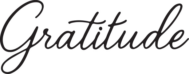 Gratitude text calligraphy hand drawn line art lettering vector illustration