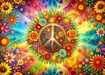 Retro rainbow lips burst with 60s & 70s hippie, psychedelic vibe.