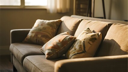 Cozy Living Room Sofa with Patterned Pillows