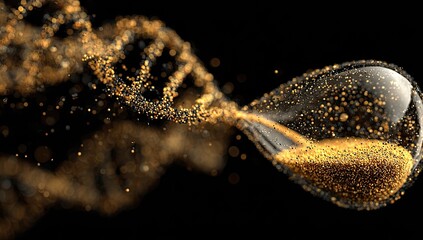 Golden hourglass with DNA-like particles