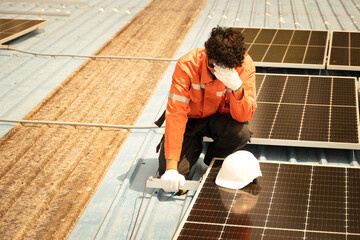 Hot tired Dizziness, fainting worker working outdoor roof over heat summer sun burning dehydration