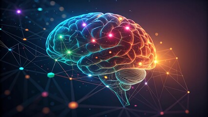 Glowing AI brain network visualization