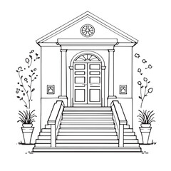 Fototapeta premium Arbor Hall line art highlights structure and artistic vision
