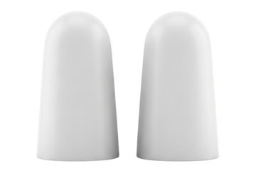 Pair of soft foam earplugs for noise reduction isolated on a transparent background