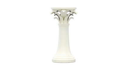 Elegant white pedestal with ornate leaf design, classic column style, suitable for home decor, event display, or floral arrangement, exuding sophisticated and timeless charm