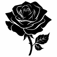 Black Rose Flower Vector Illustration