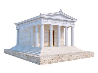 Obraz premium Ancient greek temple marble architecture column historic classical building white Ancient greek temple with marble columns and classical architecture white stone structure historic and elegant