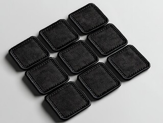 Square Black Textile Patches Arranged in Grid Formation"