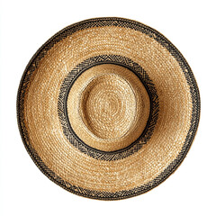 Woven Straw Sun Hat with Black Geometric Band Detail straw hat natural fiber