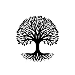 Naklejka premium Abstract Tree with Roots and Branches Logo Nature Growth Foundation Ecosystem Symbol