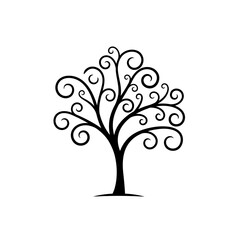 Abstract Tree with Spiral Branches Logo Design Nature Growth Evolution Symbol Art