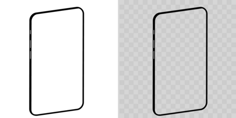 Realistic mobile mockup bundle. Vector smartphones with transparent screens and shadows, isolated front, side, and angled views for UI/UX app showcase, web design, and digital technology templates.