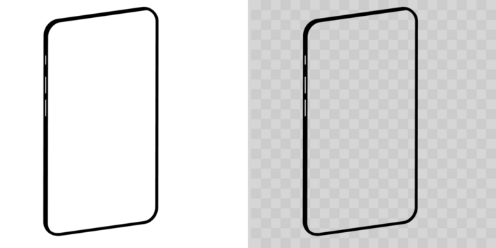 Realistic smartphone mockup collection with transparent screens. Vector mobile phone front and side views for app design, UI/UX presentation, responsive website showcase, and modern digital templates.