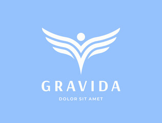 Stylized Angel Logo. Symbol of Protection, Charity, and Hope.