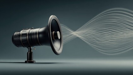 Vintage megaphone emits ethereal sound waves