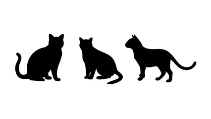 Black Cat Poses Silhouette Vector