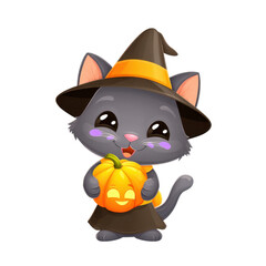Cute kitten in Halloween costume transparent background