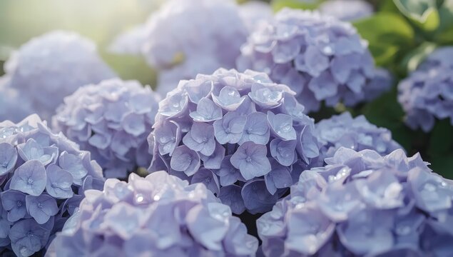 Dew-Kissed Purple Hydrangeas - Powered by Adobe