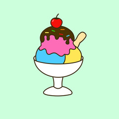 Colorful vector illustration of a delicious ice cream with vibrant toppings.