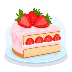 cake with strawberry vector illustration