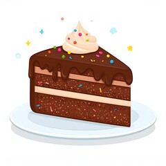 piece of chocolate cake vector illustration