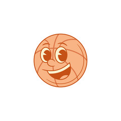Laughing cute basketball ball cartoon character contoured vector flat illustration. Happy smiling cheerful team sport game match tournament mascot smile adorable comic emotion joy positive emotion