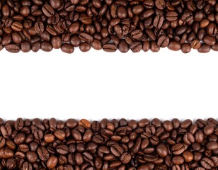 Coffee beans frame on white background