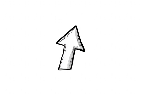 Hand-drawn arrow pointing up, simple doodle style, jpeg, png, transparent