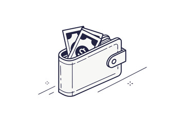 minimal wallet icon showing folded cash inside simple design