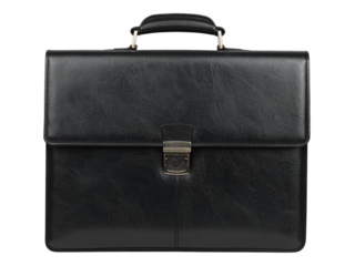 black leather briefcase isolated