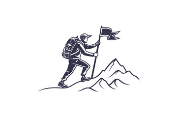 Obraz premium mountain trekking icon with small outlined mountain peak design