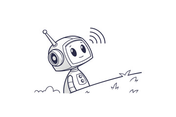 robot assistant icon minimal robot head outline design