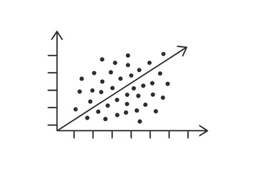 scatter plot icon tiny dots scattered along horizontal axis © maidulislam25